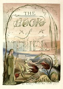 Ilustraciones extraídas de la página frente a la 33 de William Blake, pintor y poeta por Richard Garnett. Identificado como El Libro de Thel, página del título. En facsímil por W. Griggs. de W. Griggs after William Blake